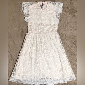 Rare Lace Kids Dress in White and Soft Pink